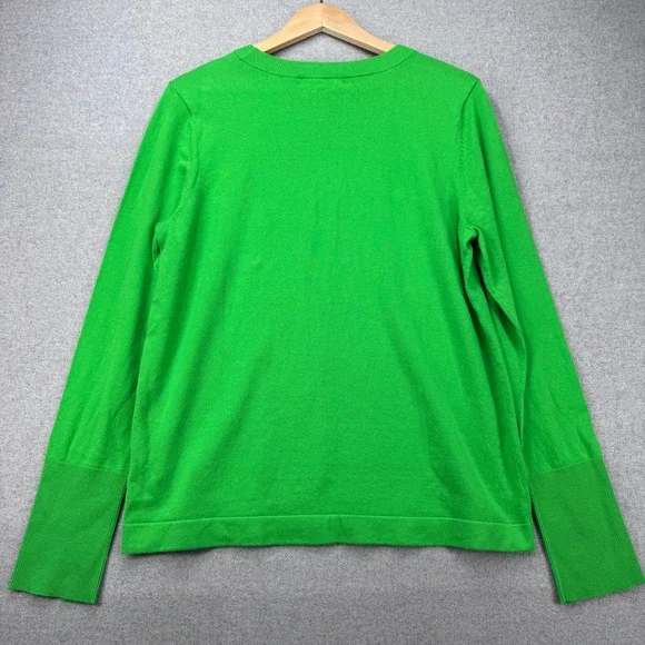 Lilly Pulitzer Morgen Sweater Womens L Sprout Green Crystal Button Embellished - Picture 10 of 11